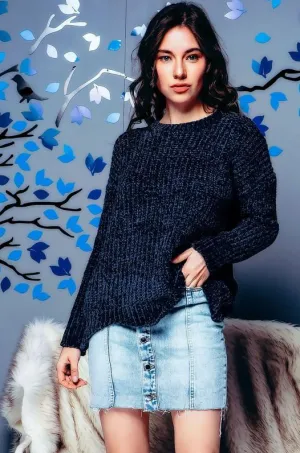 OH SO COZY CHENNILE PULLOVER NAVY