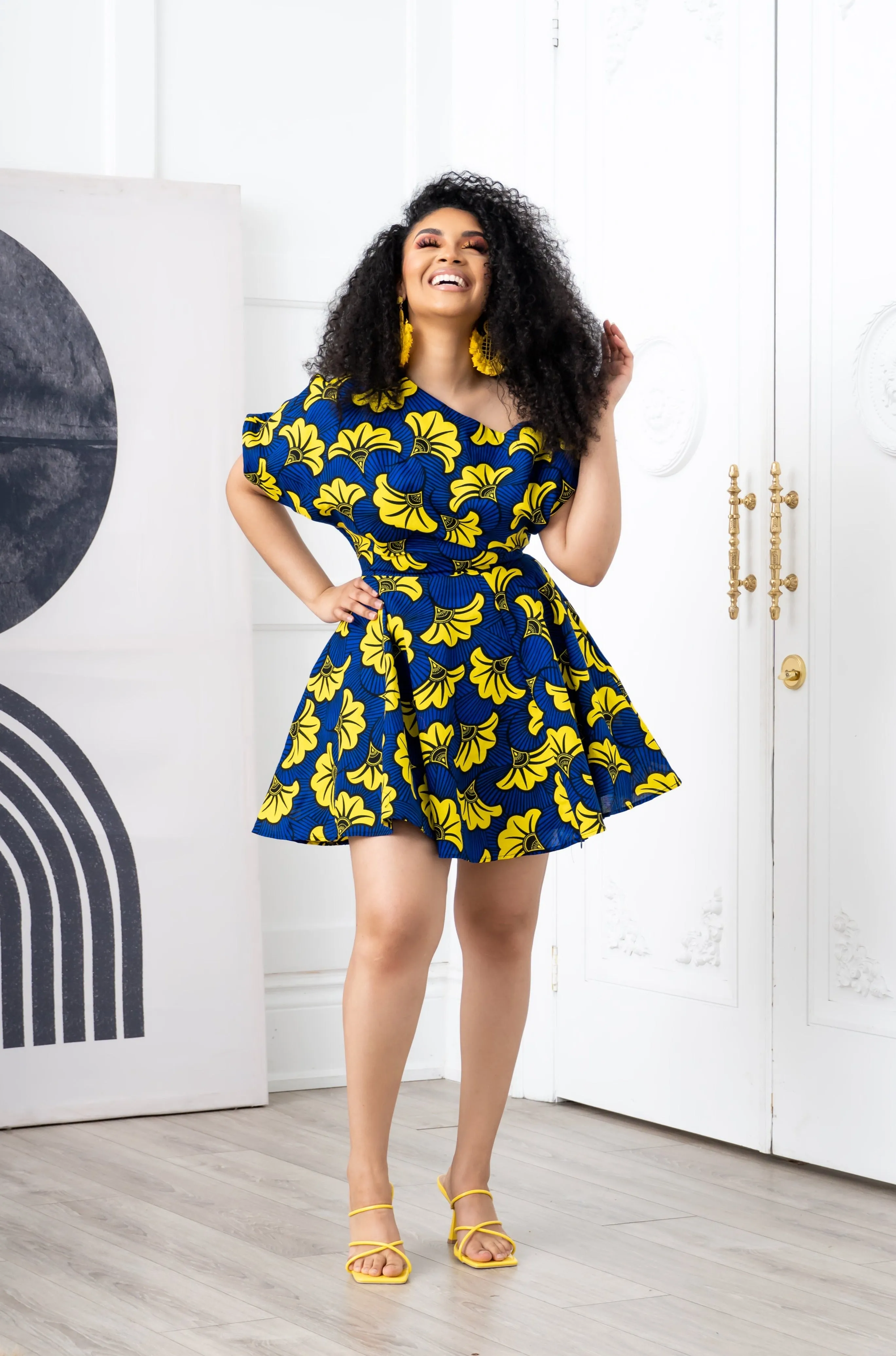 OKORIE African Print One-shoulder Mini Dress