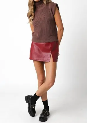 Olivaceous - Alix Faux Leather Micro Mini Skirt