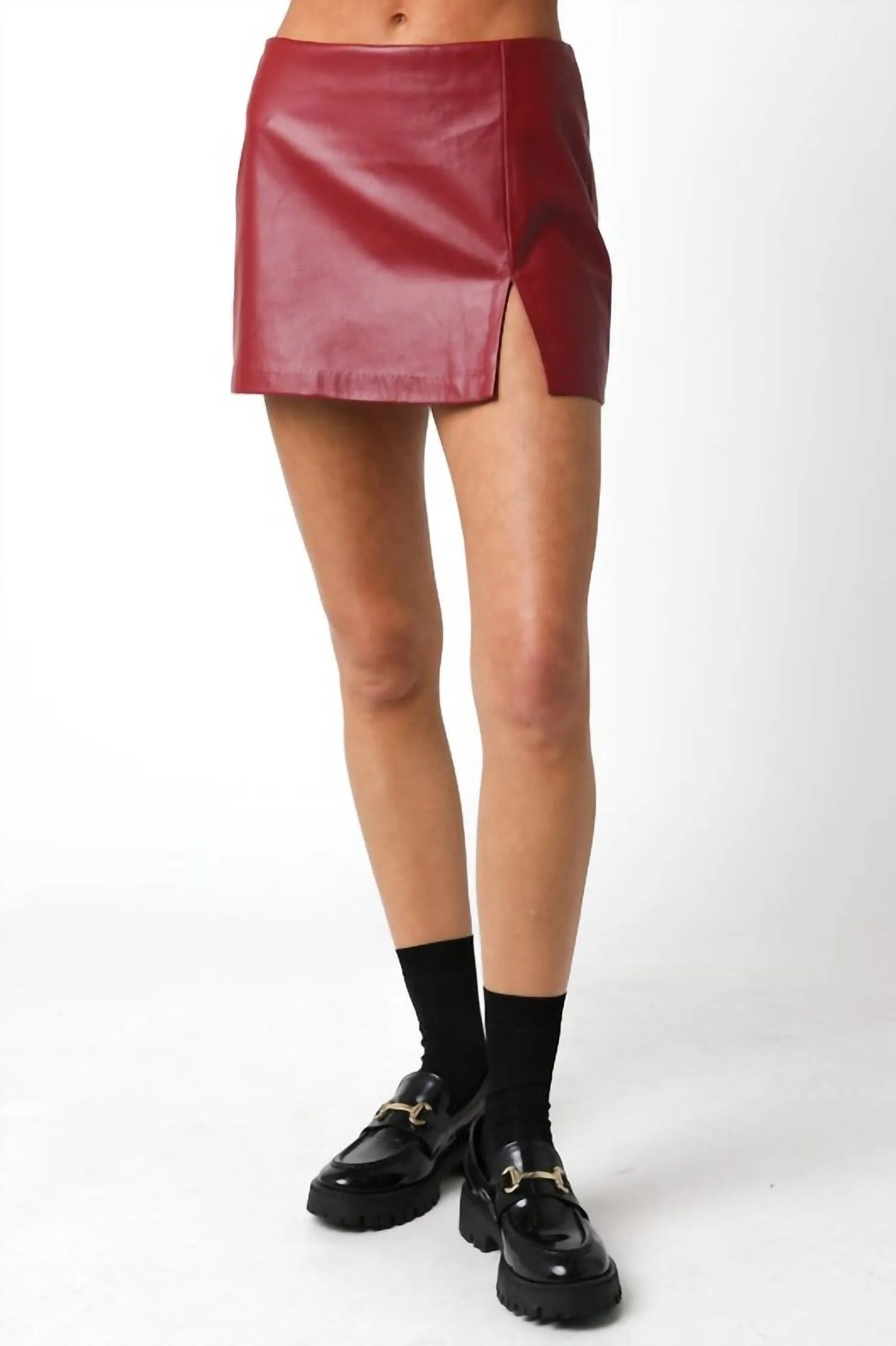 Olivaceous - Alix Faux Leather Micro Mini Skirt