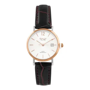 Omax Women's White Round Dial With Black Plain Strap Analog Watch, HDL07R35I