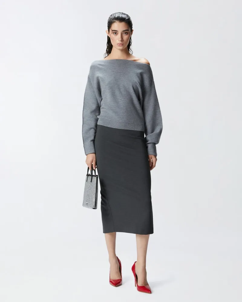 Ombrello Long Pencil Skirt with Slit