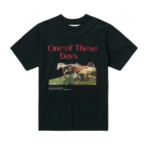One Of These Days Wild Horses Short Sleeve T- Shirt 'Washed Black'