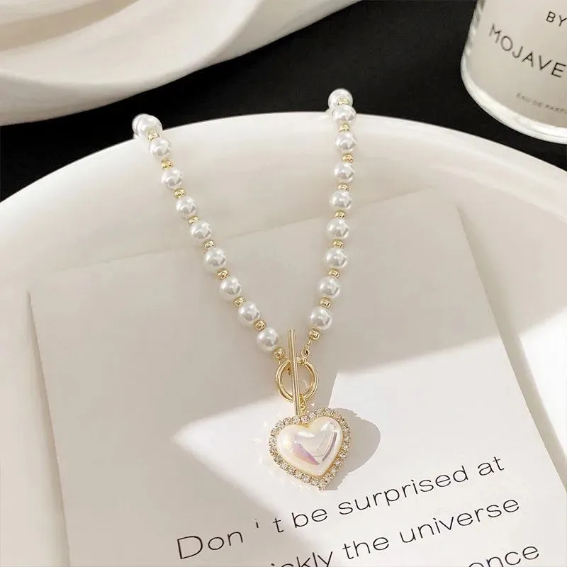 Opal Heart Pendant Necklace
