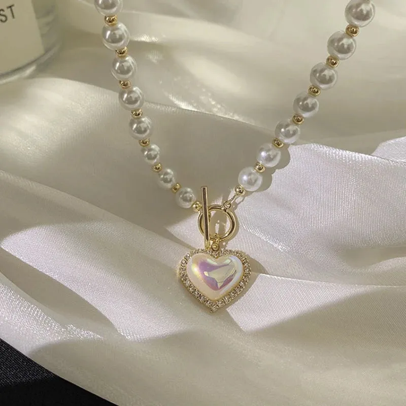 Opal Heart Pendant Necklace
