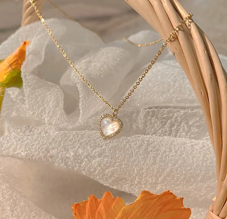 Opal Heart Pendant Necklace