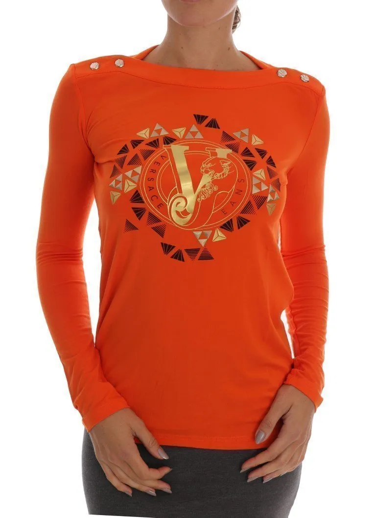Orange Baroque Stretch Pullover Sweater