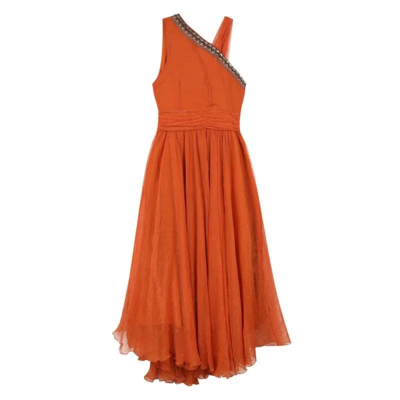 Orange Women Holiday Long Dresses