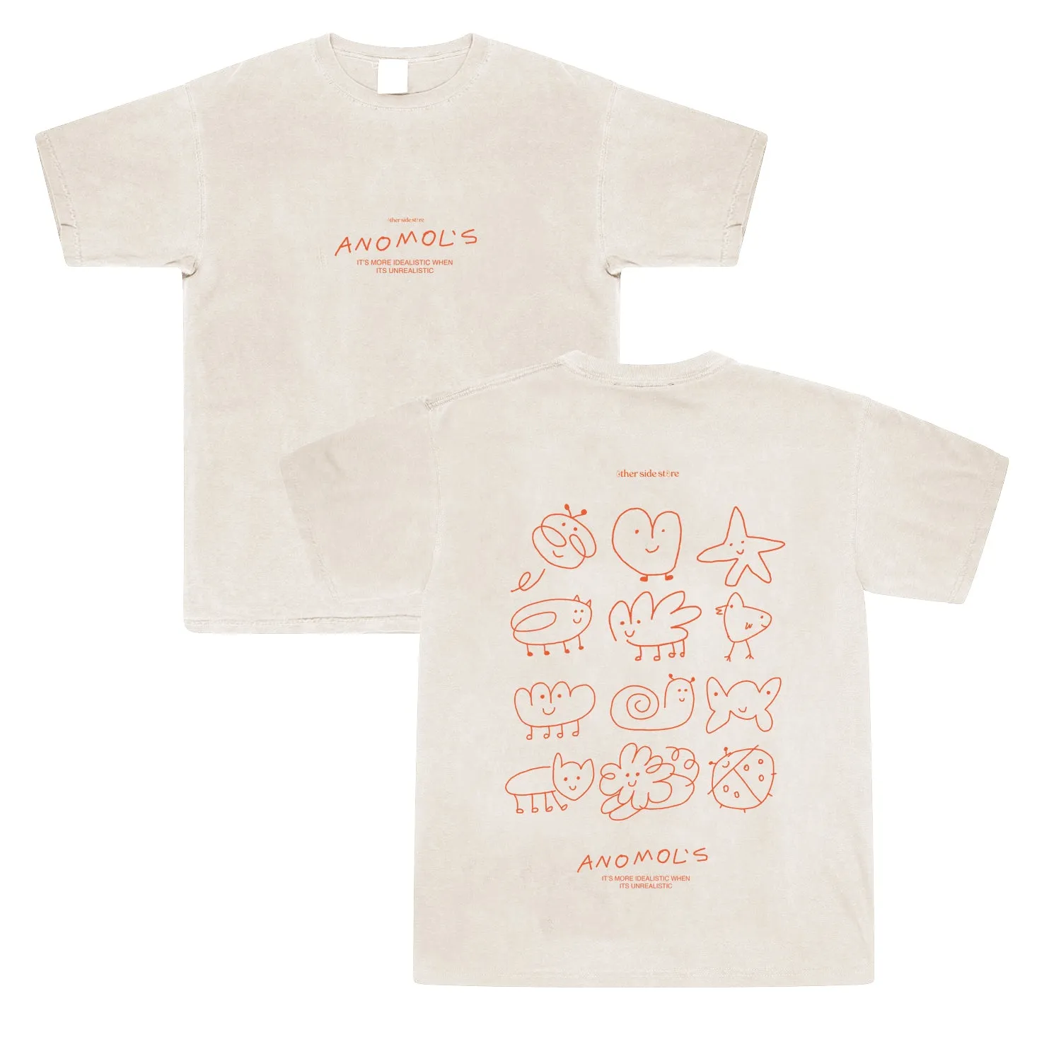 Other Side Store 'Anomols' Vintage Washed Tee - Cream