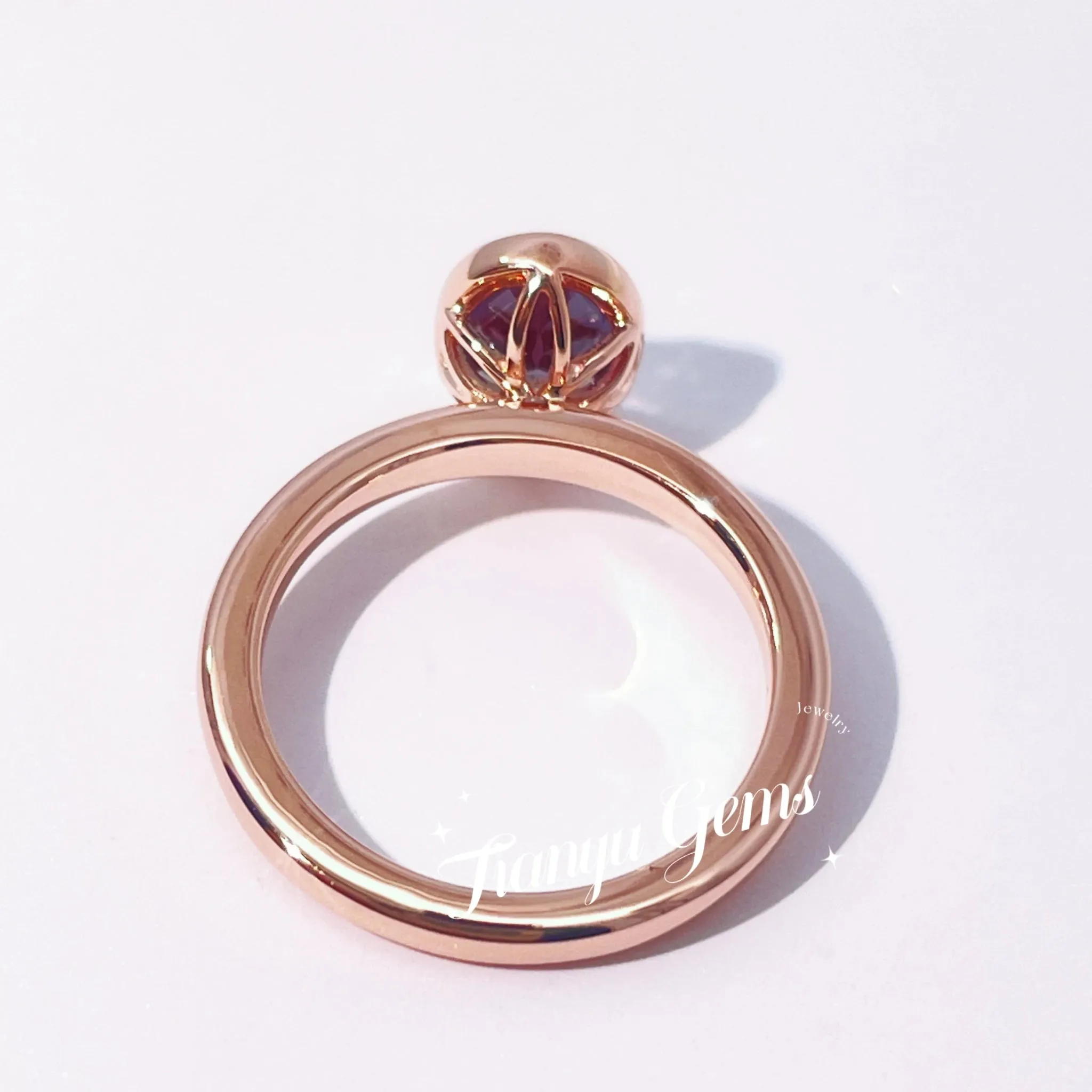 Oval Alexandrite Women Ring 18k Rose Gold Wedding Jewelry