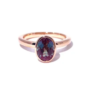 Oval Alexandrite Women Ring 18k Rose Gold Wedding Jewelry