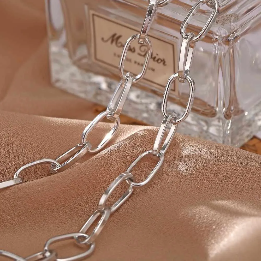 Pack of 2 Gold Silver Star Coin Line Chunky Chain Necklace