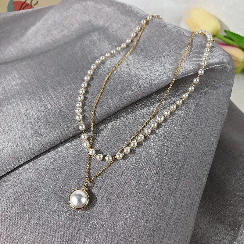 Pack Of 2 Pearl Double Layered and Butterfly Pendant