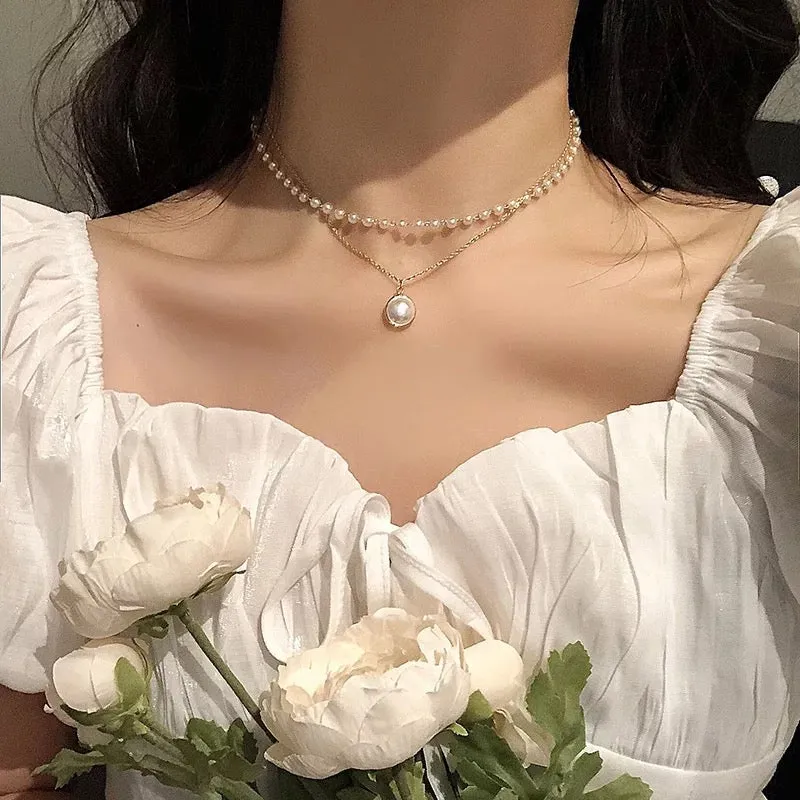Pack Of 2 Pearl Double Layered and Butterfly Pendant