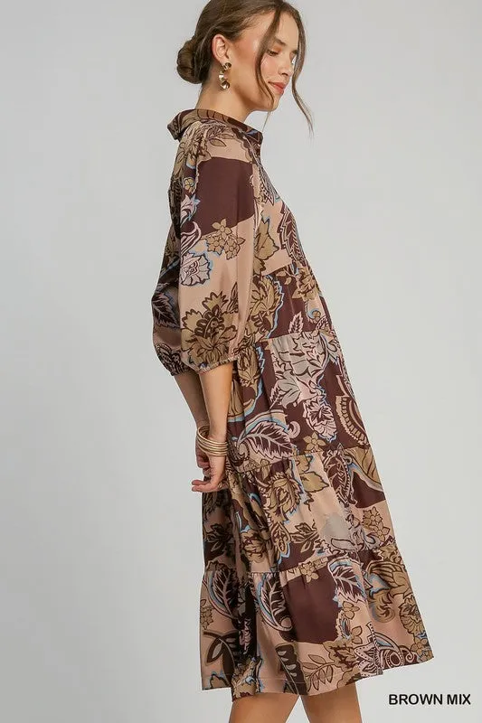 Paisley Print Midi Dress