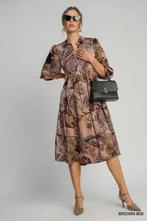 Paisley Print Midi Dress