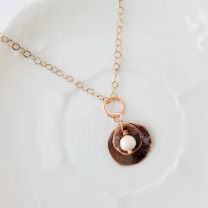 Patina and Pearls in Circle - Necklace