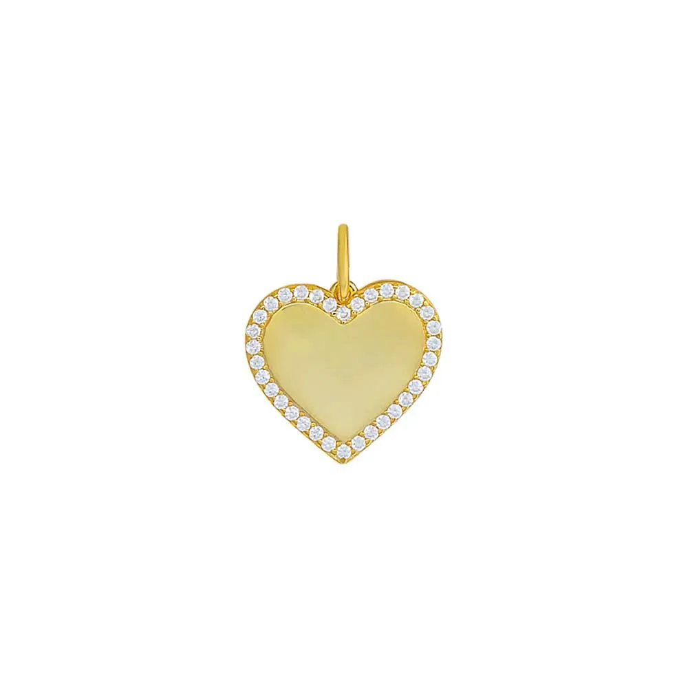 Pave Outlined Heart Necklace Charm