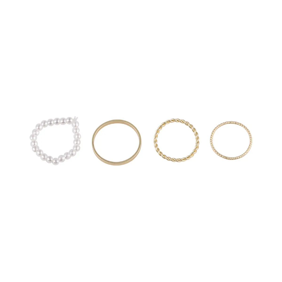 Pearl & 18K Gold-Plated Ring Set