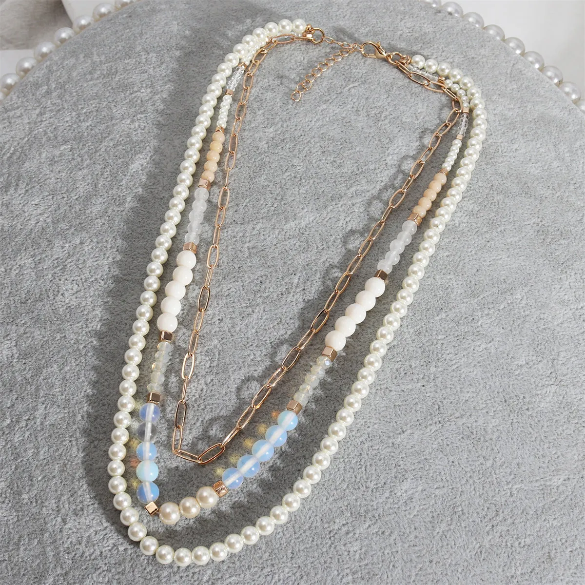 Pearl & Resin Acrylic 18K Gold-Plated Layered Necklace