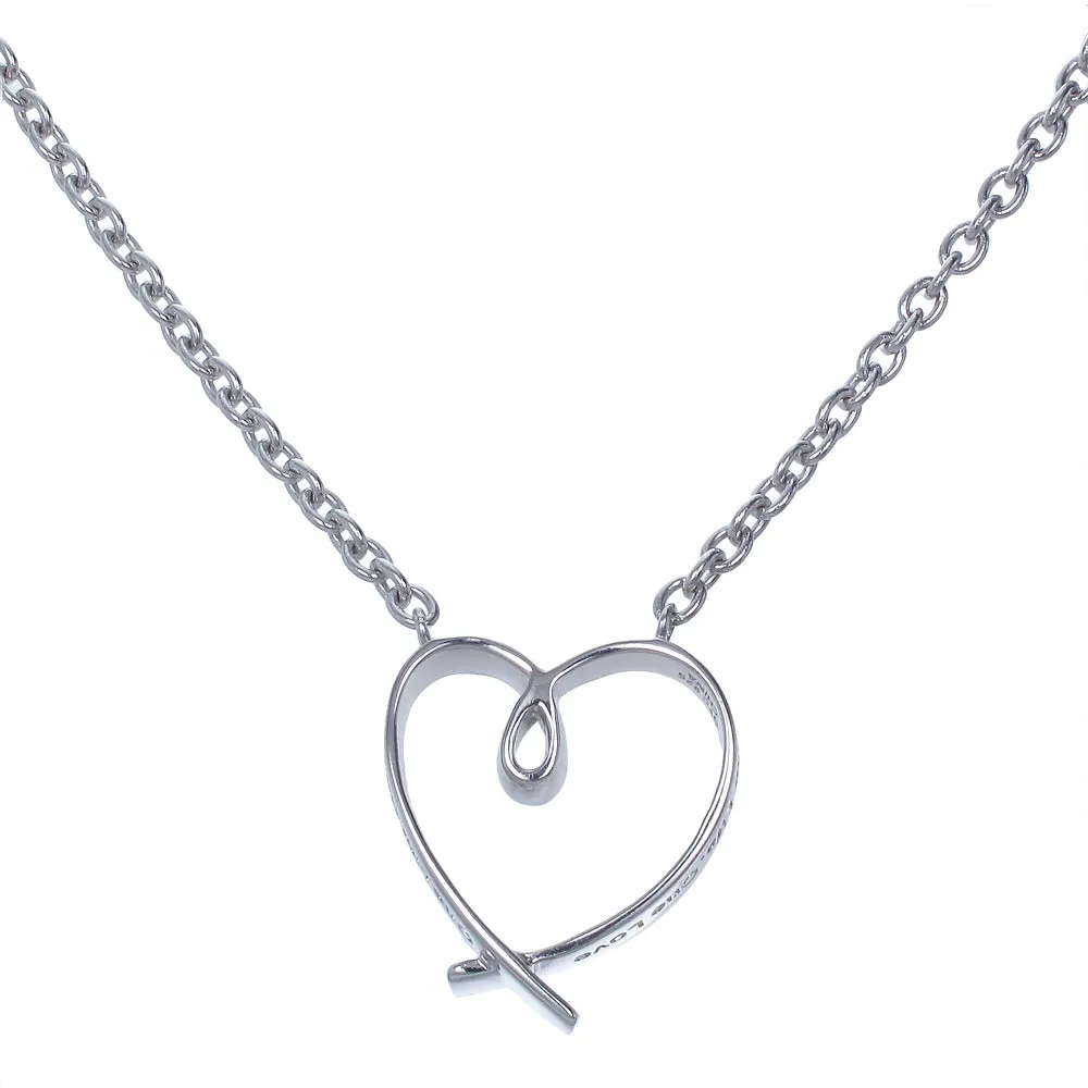 Pendant Necklace, Heart Pendant Necklace for Women in .925 Sterling Silver with 18 Inch Chain