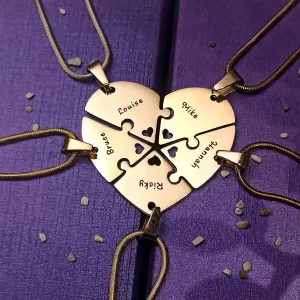 Penta Heart Puzzle - Five Personalised Necklaces