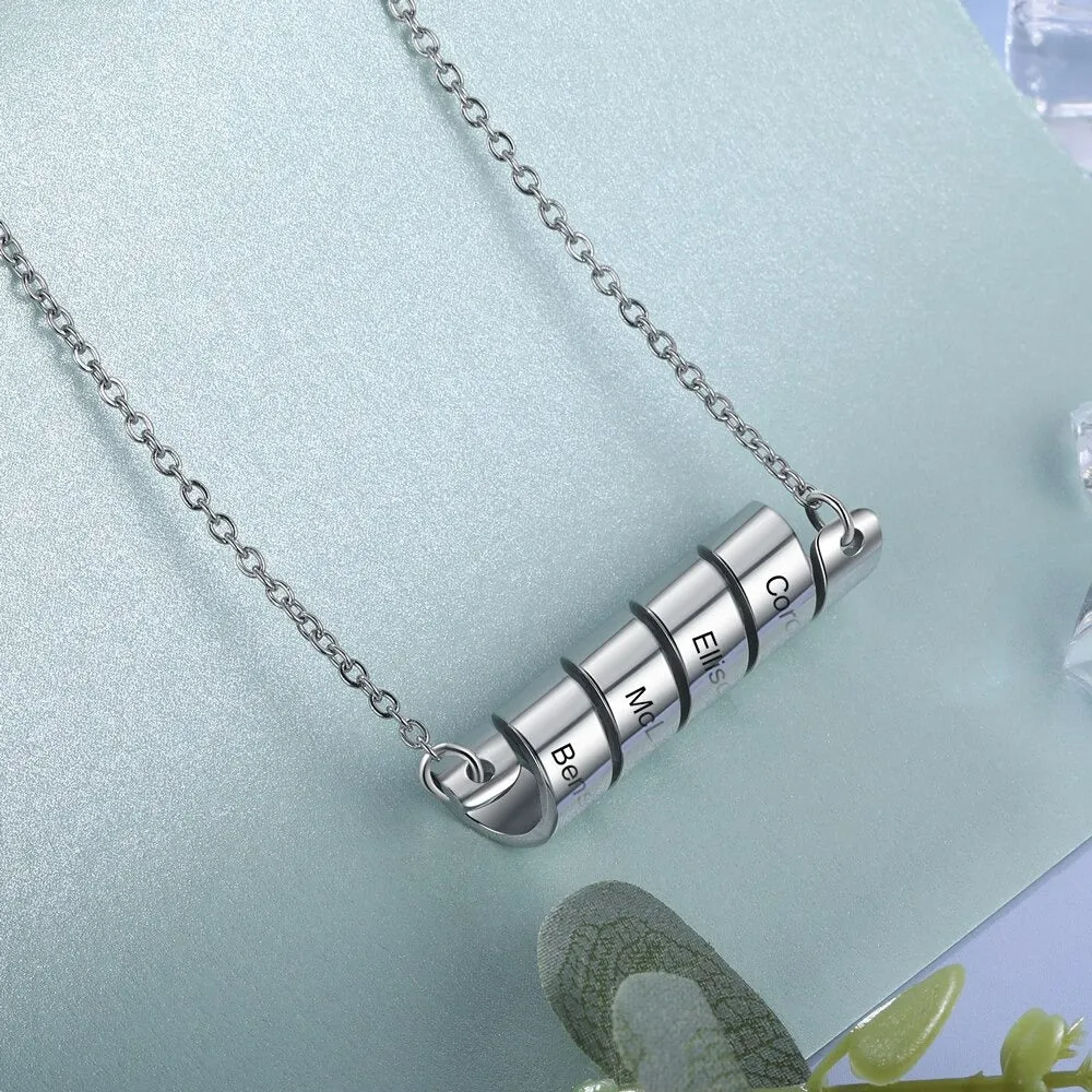 Personalized Engraved 5 Names Necklaces For Men