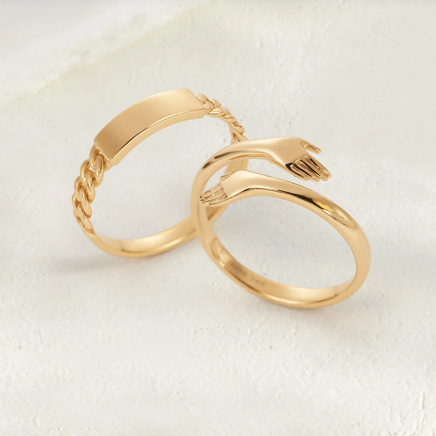 Personalized ID Engravable Cuban Links Band Promise Curb Chain Name Ring