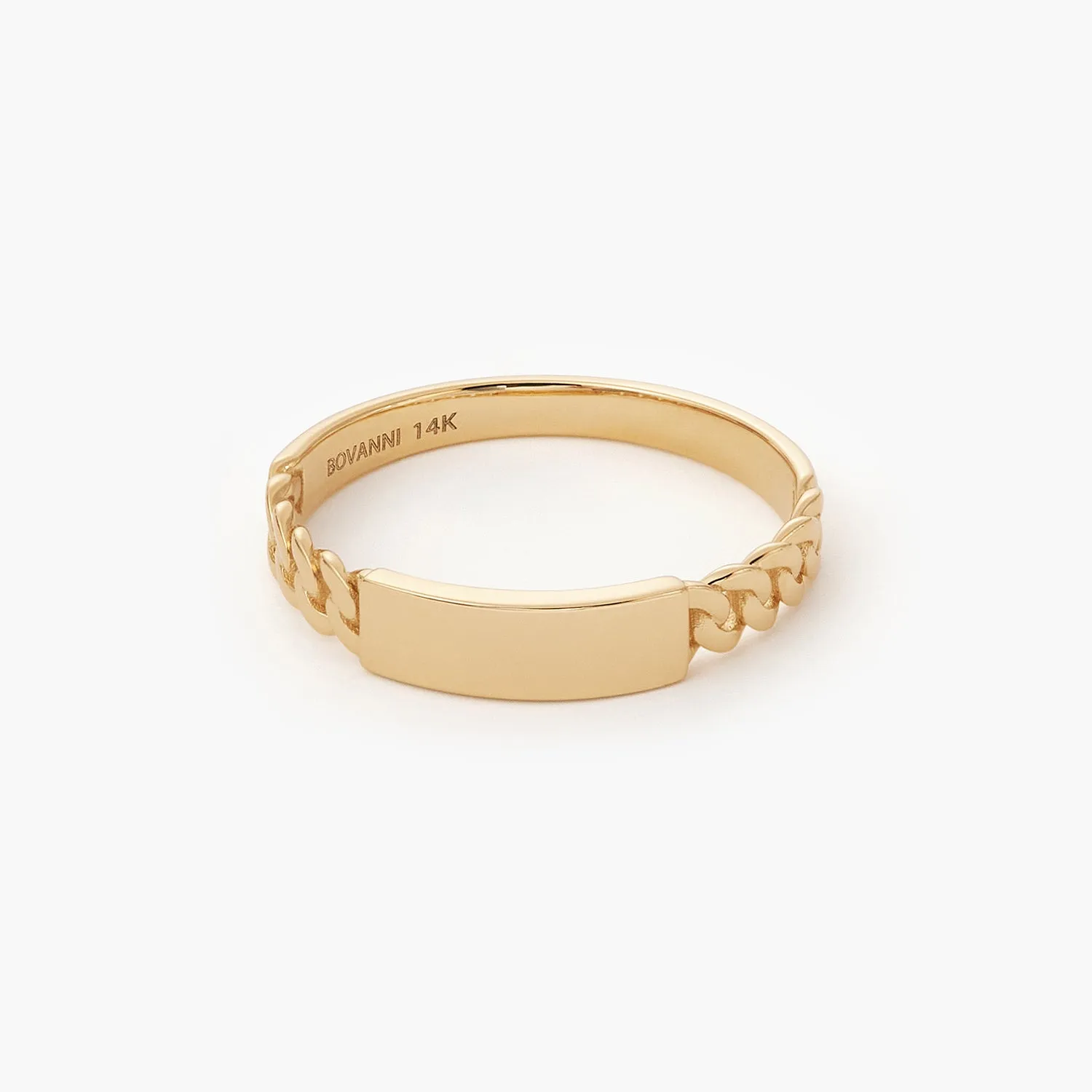 Personalized ID Engravable Cuban Links Band Promise Curb Chain Name Ring