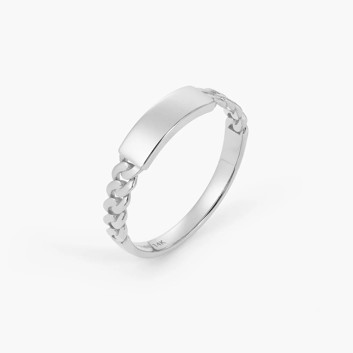 Personalized ID Engravable Cuban Links Band Promise Curb Chain Name Ring