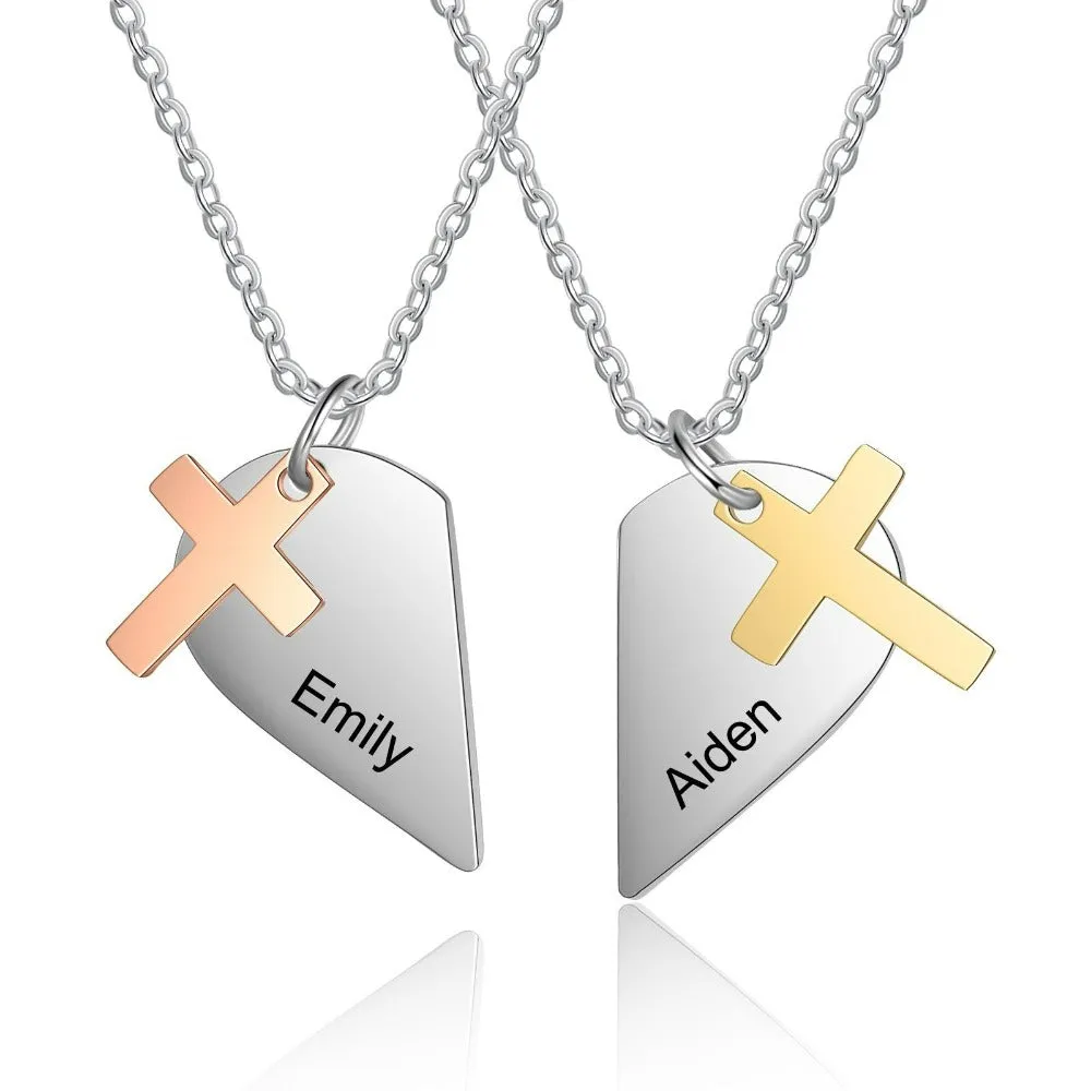 Personalized Mixed Color Couple Heart Necklace