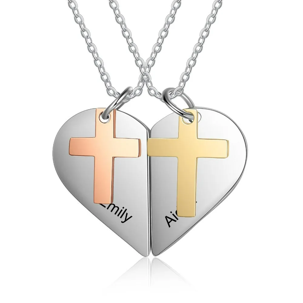 Personalized Mixed Color Couple Heart Necklace