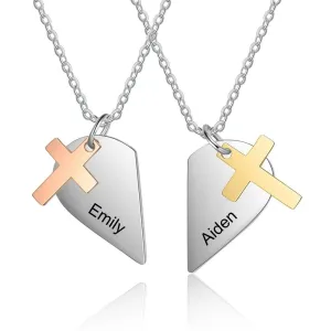 Personalized Mixed Color Couple Heart Necklace