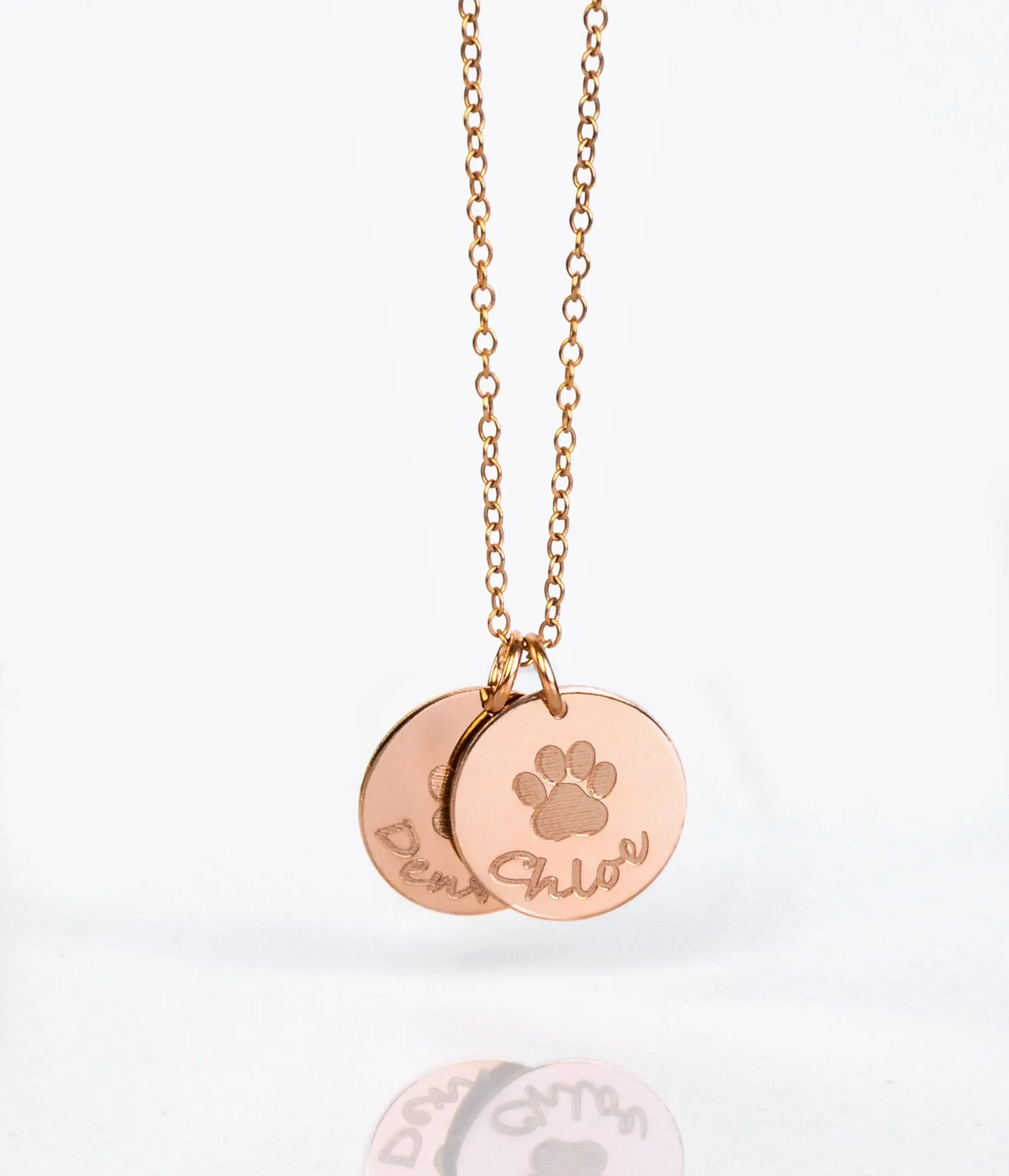 Pet Paw & Name Disc Necklace