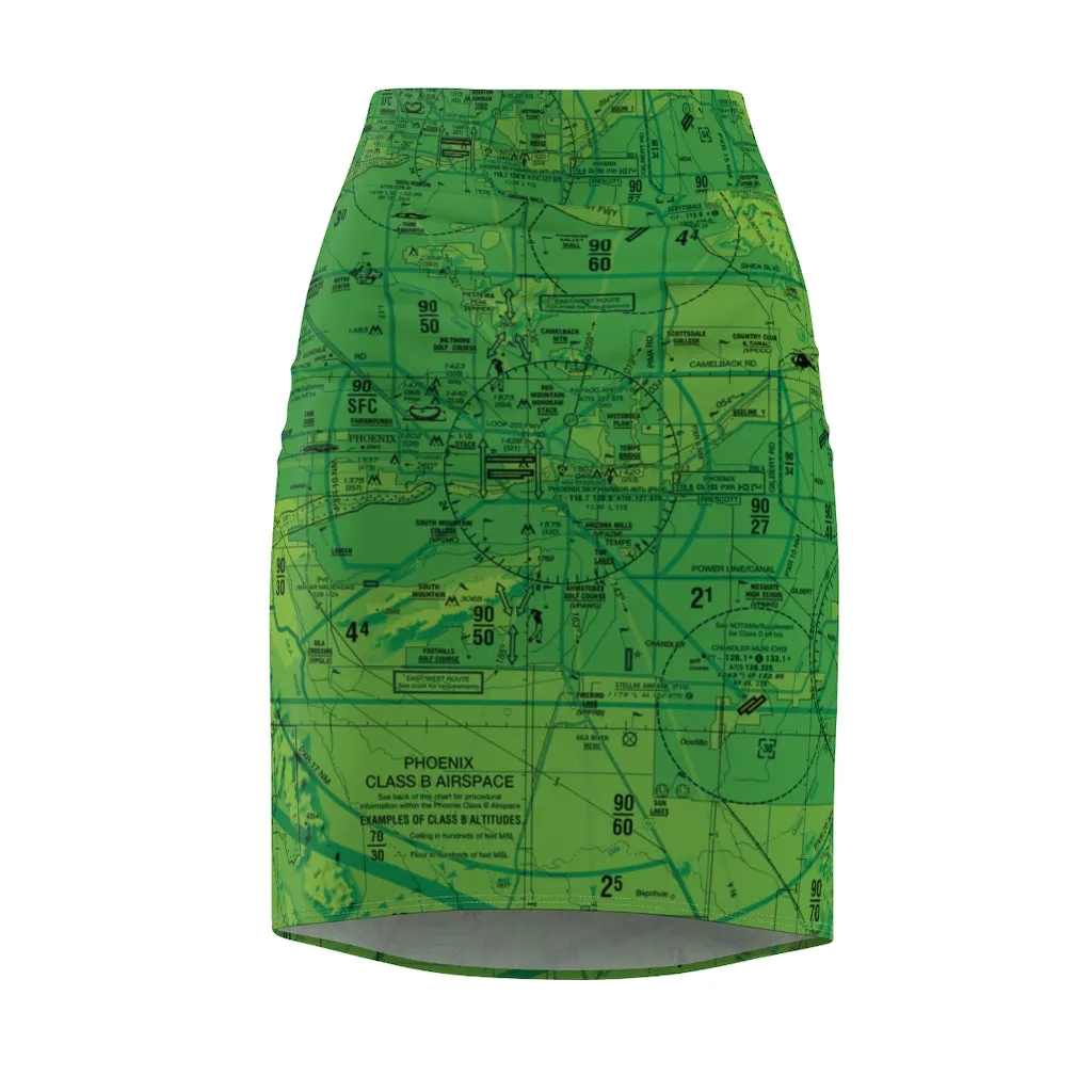 Phoenix TAC Chart pencil skirt (green)