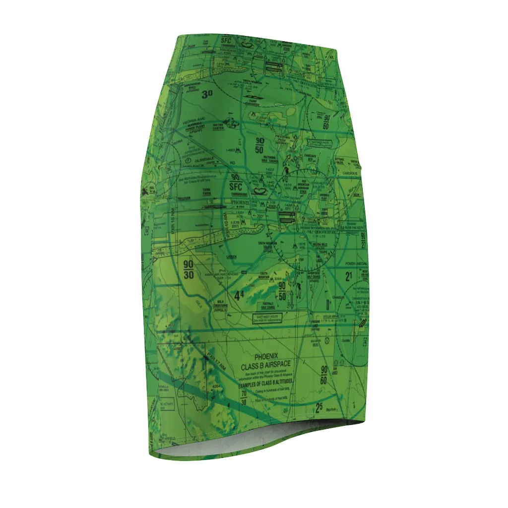 Phoenix TAC Chart pencil skirt (green)