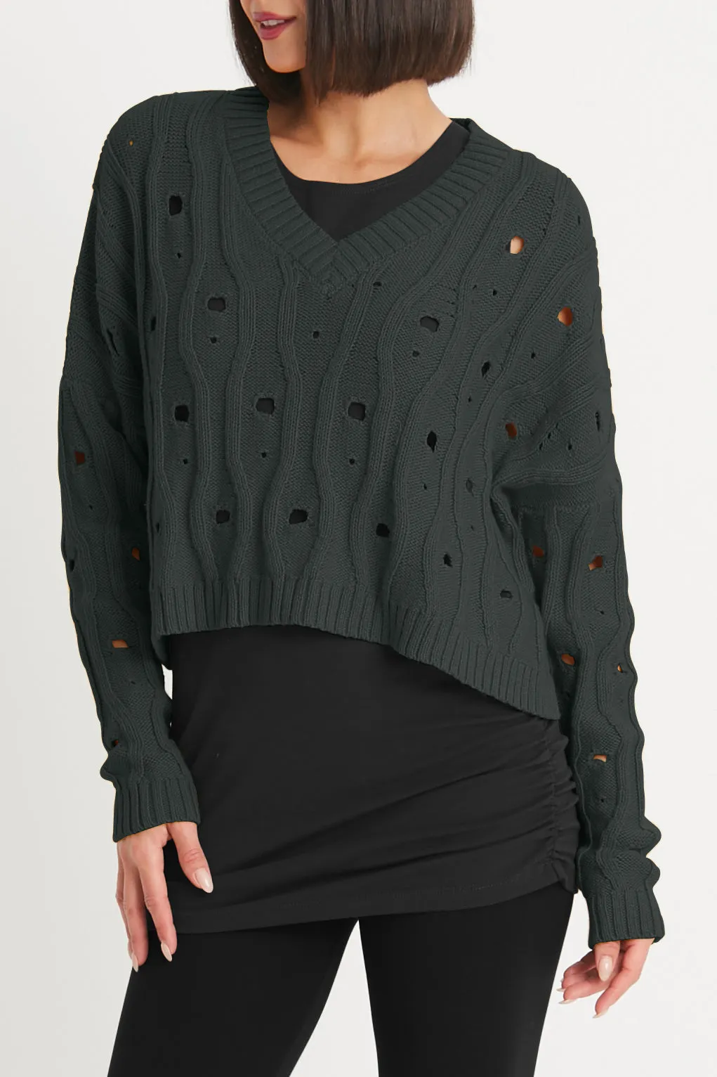Pima Cotton "Moth" V Neck Sweater
