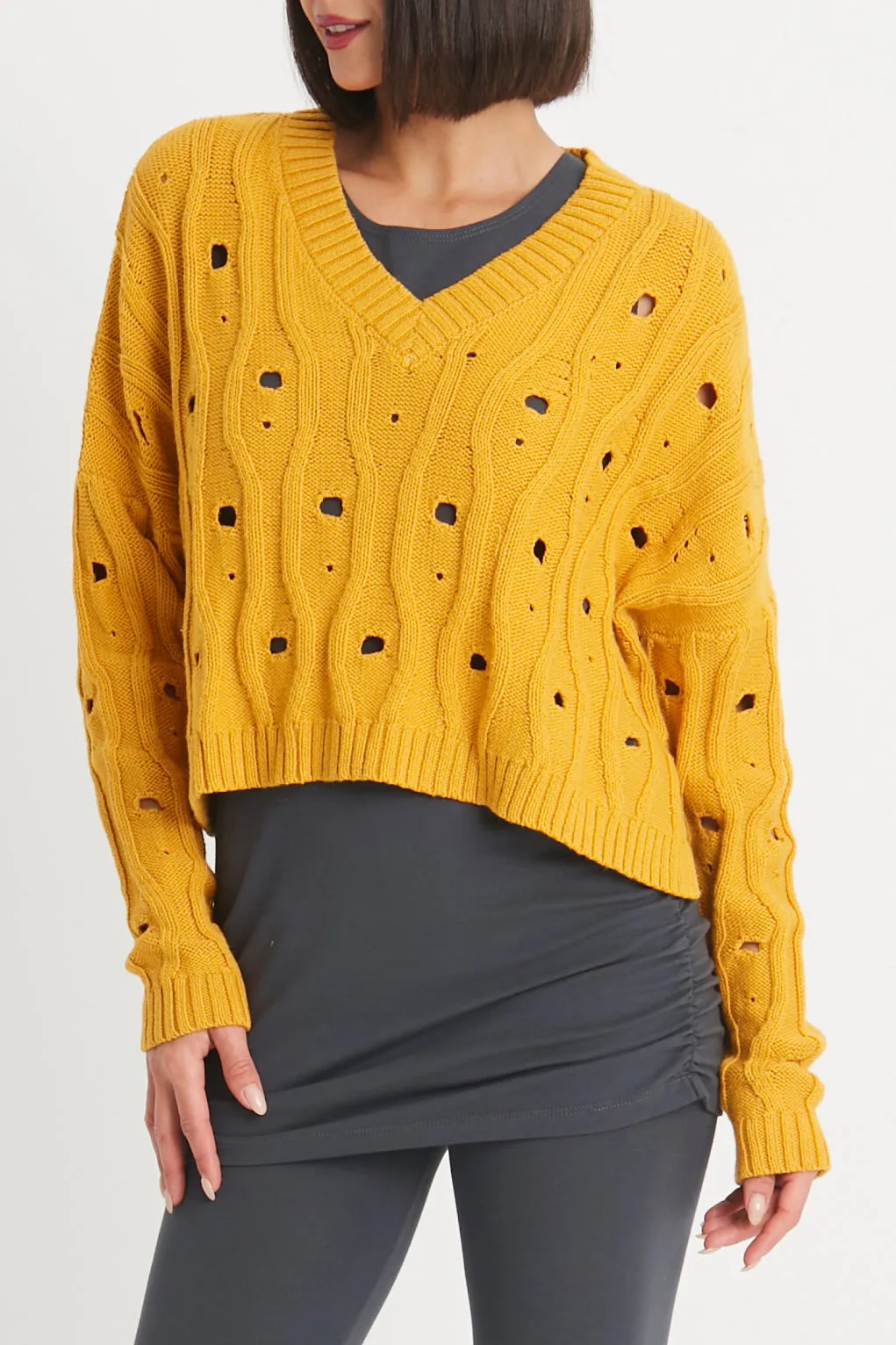 Pima Cotton "Moth" V Neck Sweater
