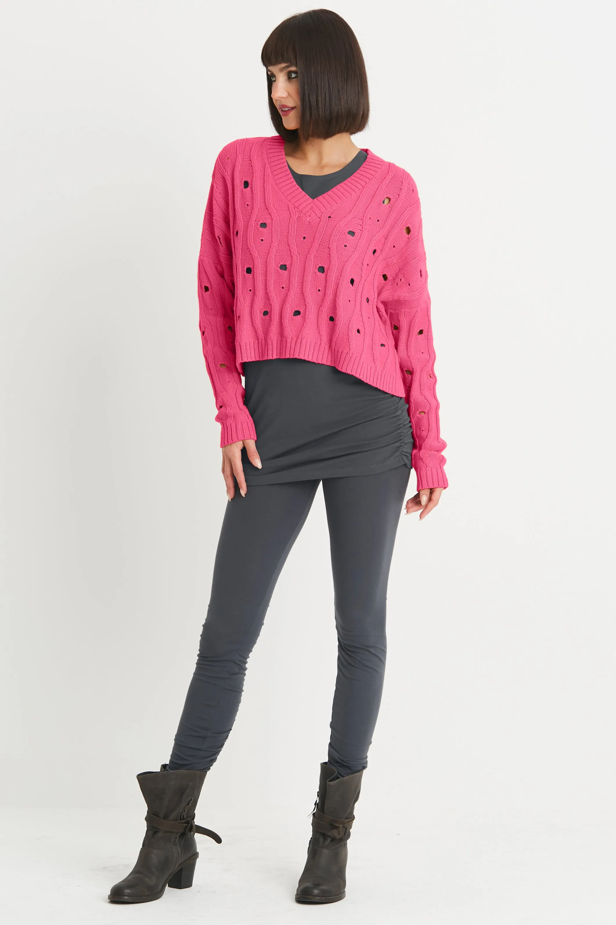 Pima Cotton "Moth" V Neck Sweater