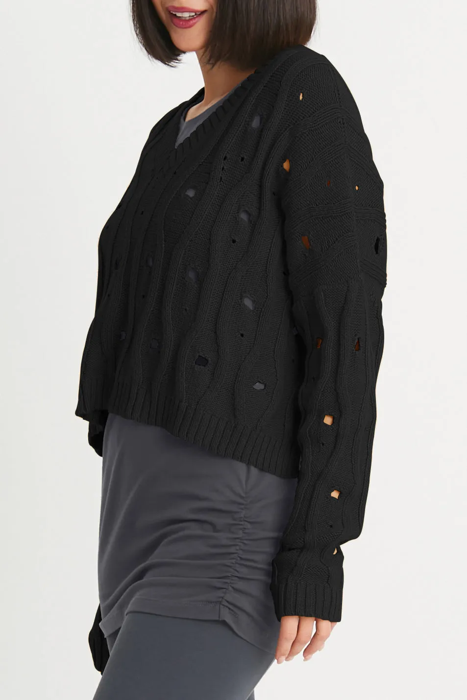 Pima Cotton "Moth" V Neck Sweater