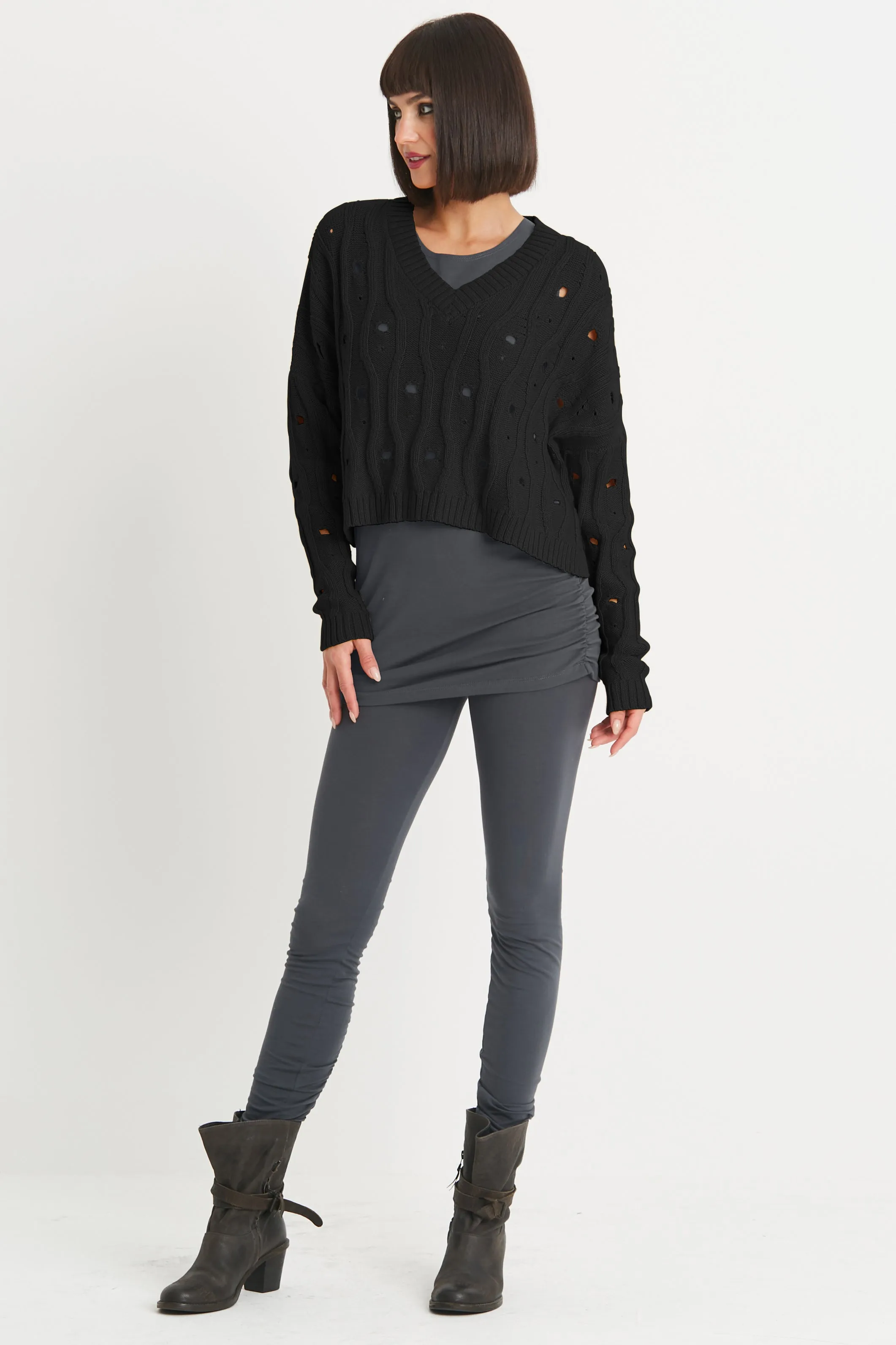 Pima Cotton "Moth" V Neck Sweater