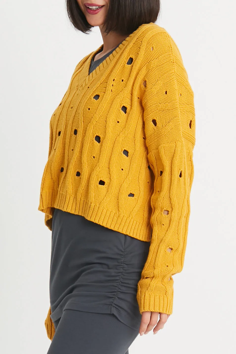 Pima Cotton "Moth" V Neck Sweater
