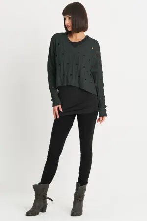 Pima Cotton "Moth" V Neck Sweater