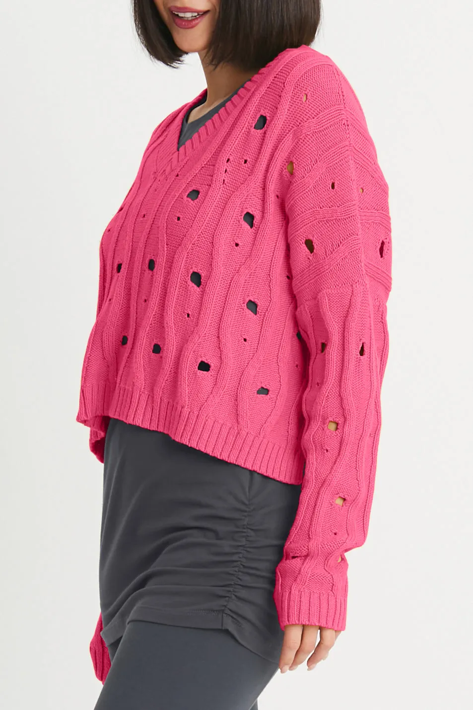 Pima Cotton "Moth" V Neck Sweater