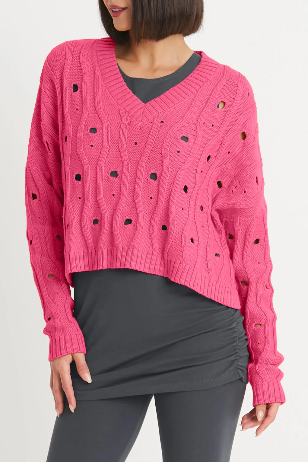 Pima Cotton "Moth" V Neck Sweater