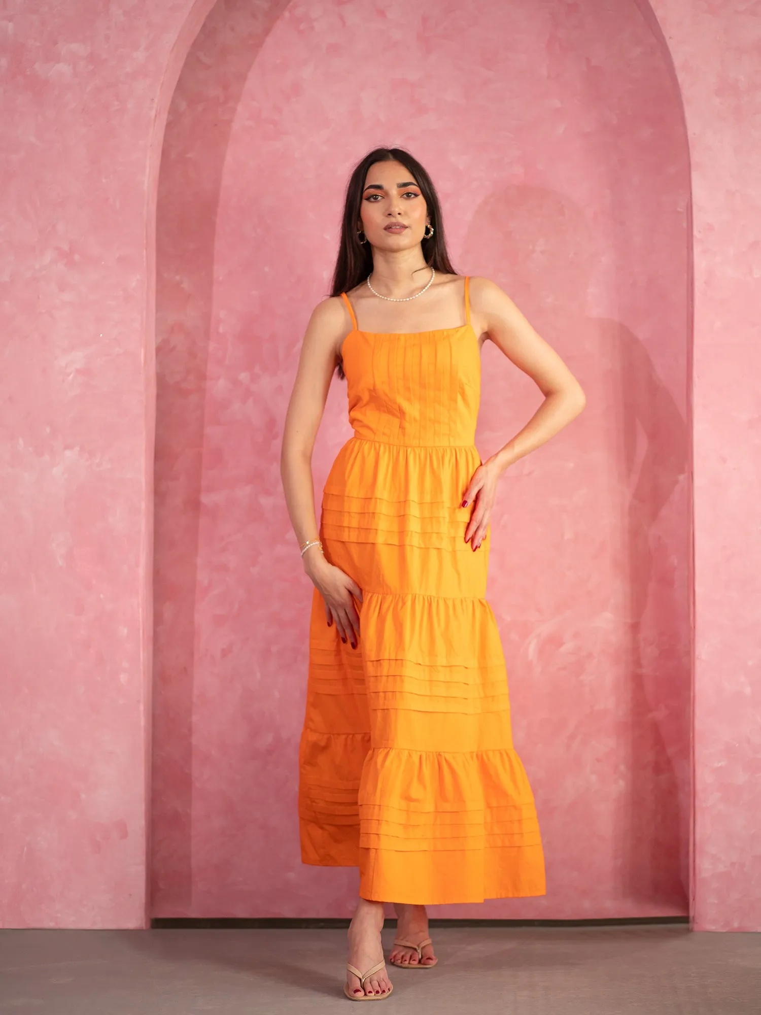 Pin Tuck Detail Maxi Dress