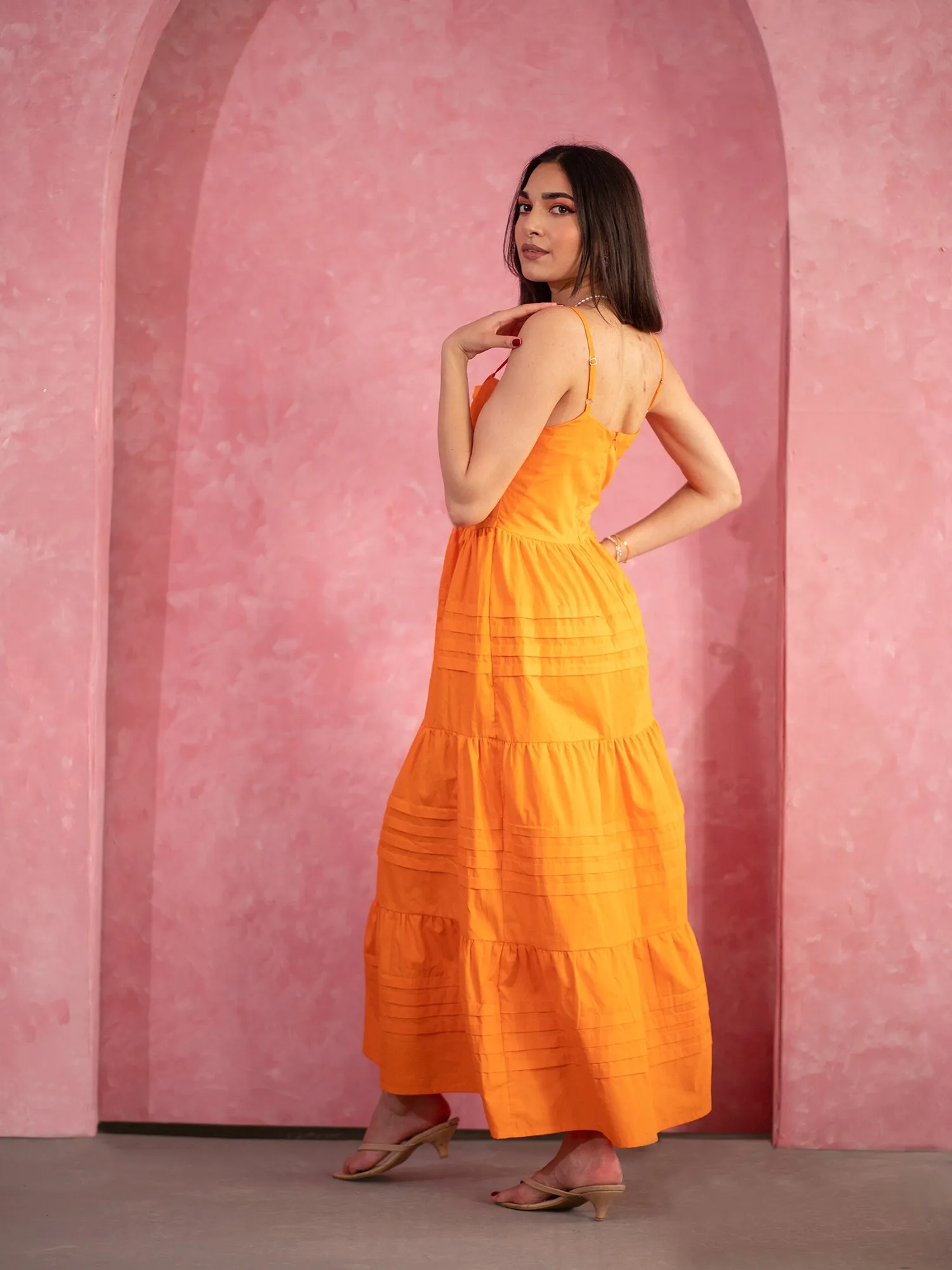 Pin Tuck Detail Maxi Dress