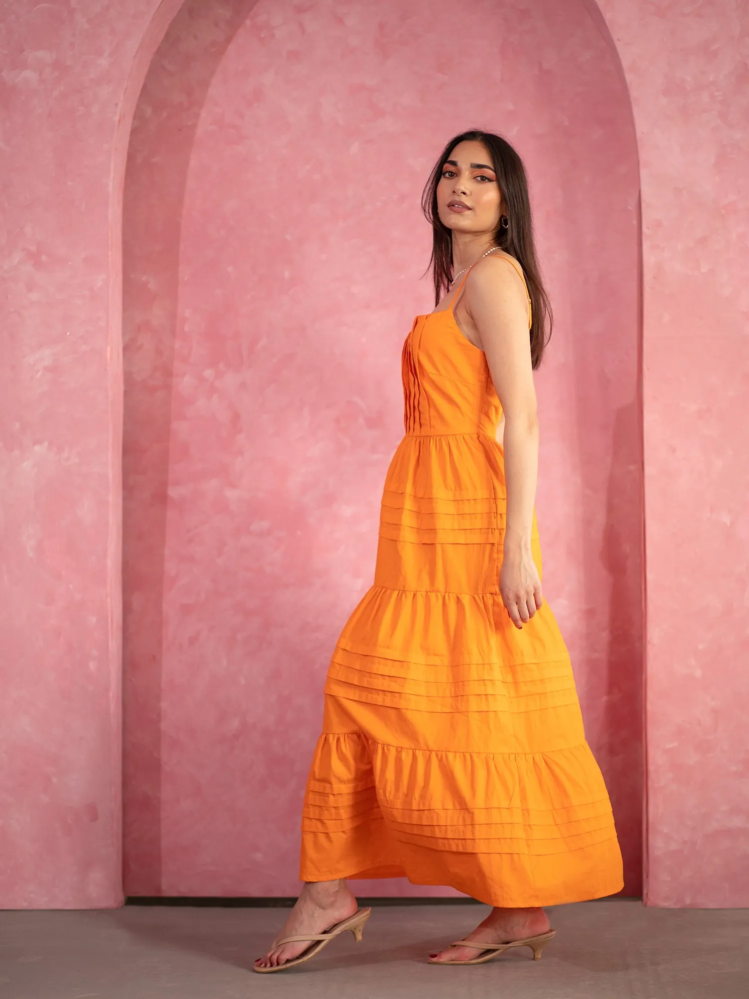 Pin Tuck Detail Maxi Dress