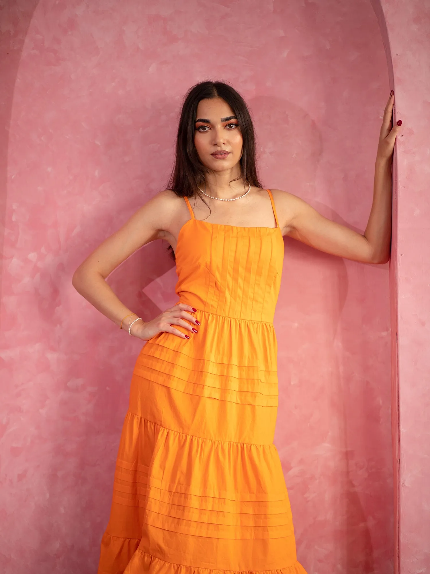 Pin Tuck Detail Maxi Dress