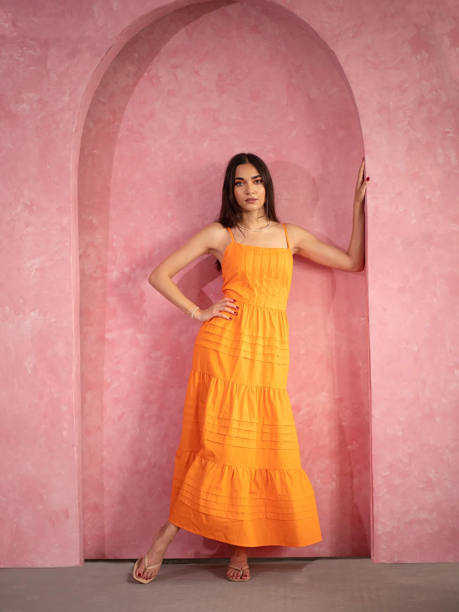 Pin Tuck Detail Maxi Dress